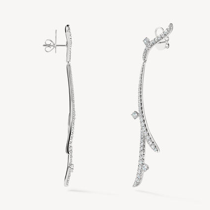 VELA French Cut Pavé Diamond Drop Earrings, 18K White Gold, large