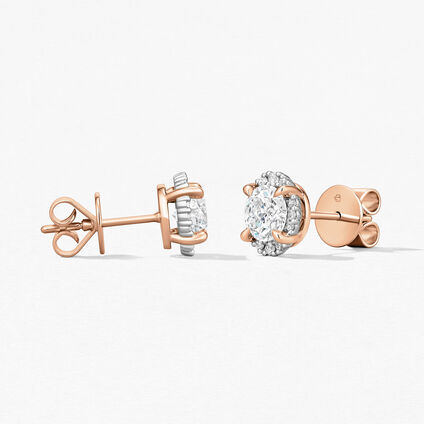 Ellipse Diamond Earrings, 18K Rose Gold w/Platinum, large