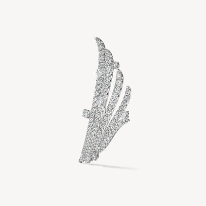 VELA French Cut Pavé Diamond Brooch, 18K White Gold, large