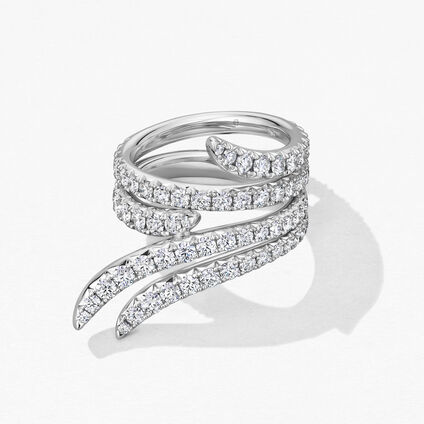 Vela Double Row Pavé Ring, 18K White Gold, large