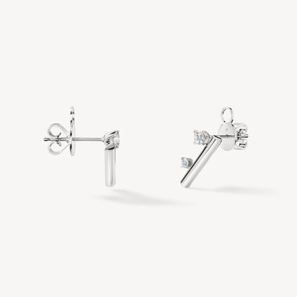 Barre Floating Diamond Climber Earrings, 18K White Gold, large