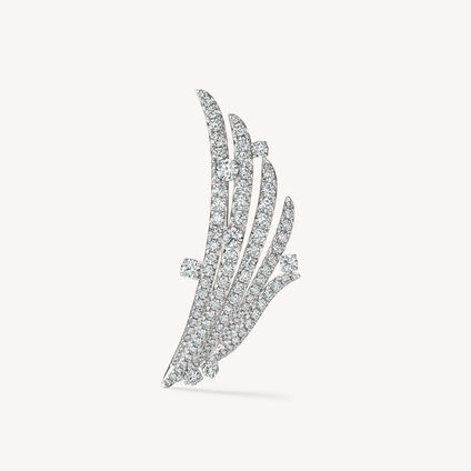 VELA French Cut Pavé Diamond Brooch, 18K White Gold, large