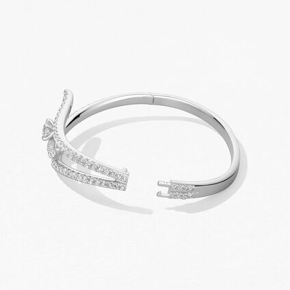 Vela Triple Row Pavé Bangle, 18K White Gold, large