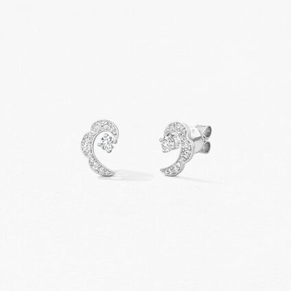 Lorelei Ribbon Studs, 18K White Gold, large