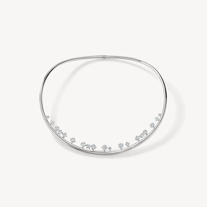 Barre Floating Diamond Choker, 18K White Gold, large