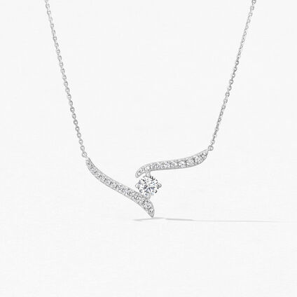 Vela Crossover Pendant, 18K White Gold, large