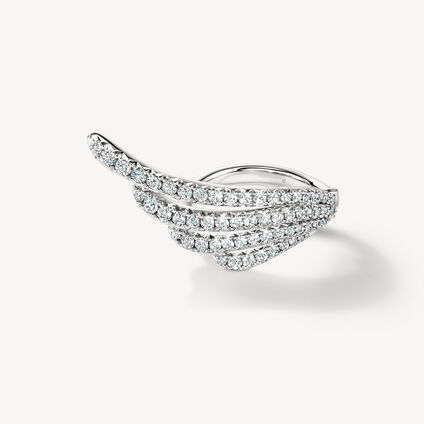 VELA French Cut Pavé Cocktail Ring, 18K White Gold, large