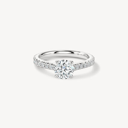 VELA Cathedral Solitaire Ring with Diamond Band, , large