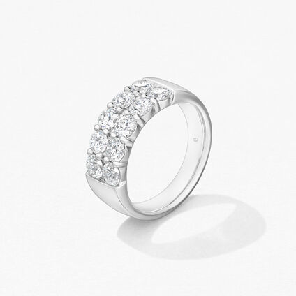 Signature Double Row Ring, 18K White Gold, large