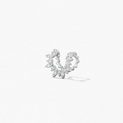 Aerial Sunburst Ear Cuff, 18K White Gold, large