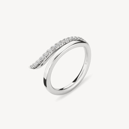 VELA French Cut Pavé Diamond Ring, 18K White Gold, large