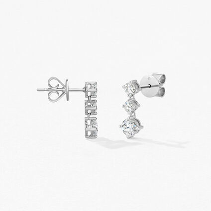 Cascade Mini Drop Earrings, 18K White Gold, large