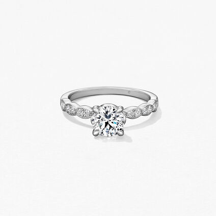 Lorelei Floral Engagement Ring with Diamond Band, Platinum, large