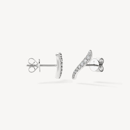 VELA French Cut Pavé Diamond Climber Earrings, 18K White Gold, large