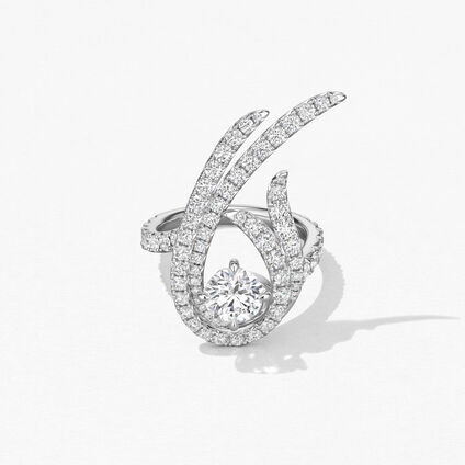 Vela Twisted Cocktail Ring, 18K White Gold, large