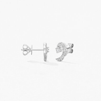 Lorelei Ribbon Studs, 18K White Gold, large