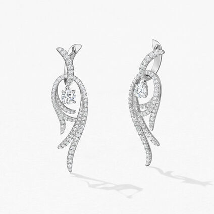 Vela Twisted Drop Earrings, Small, 18K White Gold, large