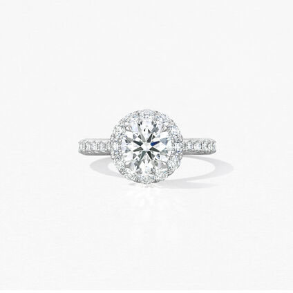 Vela Halo Ring with Diamond Band, Platinum, large