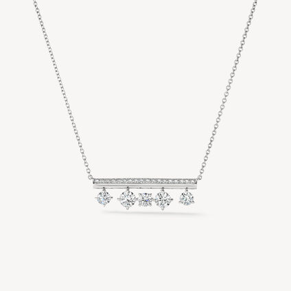 Barre Floating Diamond Pavé Pendant Necklace, 18K White Gold, large