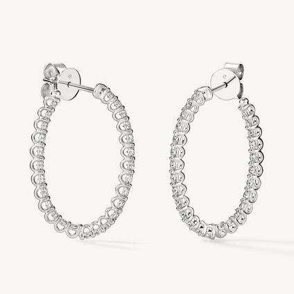 Signature Oval Hoop - Medium, 18K White Gold, large