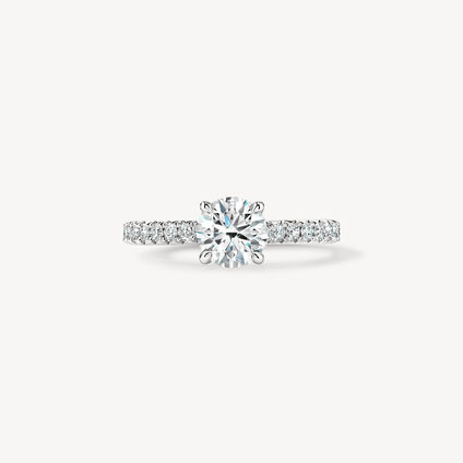 VELA Cathedral Solitaire Ring with Diamond Band, , large