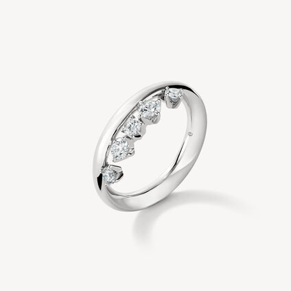 Barre Floating Diamond Ring, 18K White Gold, large