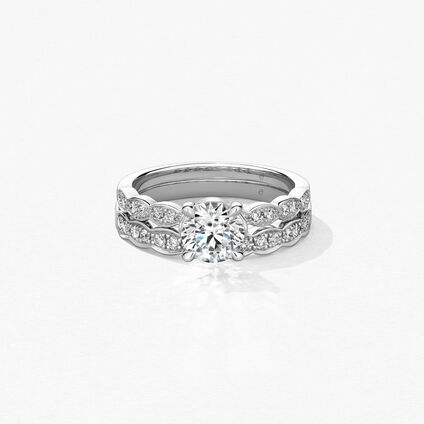 Lorelei Floral Engagement Ring with Diamond Band, Platinum, large