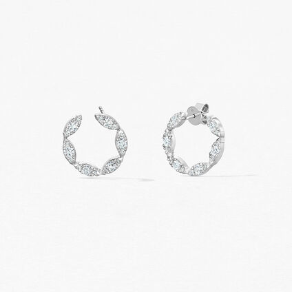 Aerial Marquise Wrap Earrings Large, 18K White Gold, large