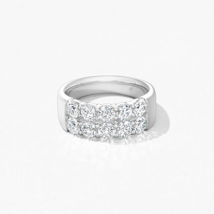 Signature Double Row Ring, 18K White Gold, large