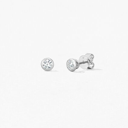 HOF Classic Bezel Studs, 18K White Gold, large