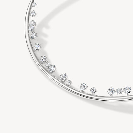 Barre Floating Diamond Choker, 18K White Gold, large