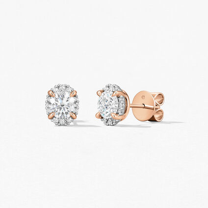 Ellipse Diamond Earrings, 18K Rose Gold w/Platinum, large