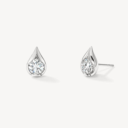 LU Droplet Studs, 18K White Gold, large