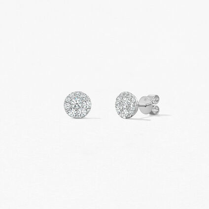 Tessa Diamond Circle Earrings, 18K White Gold, large