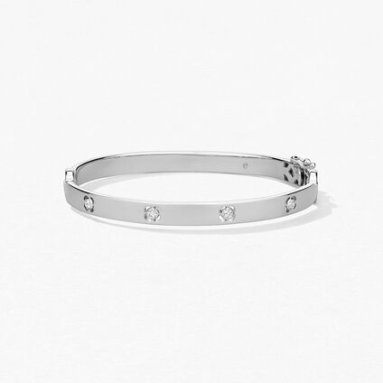 Copley Bangle, 18K White Gold w/Platinum, large