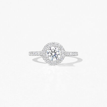 Transcend Single Halo Solitaire Engagement Ring, , large