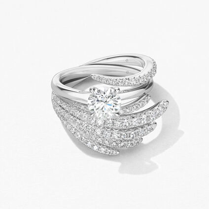 Vela Solitaire Ring with Diamond Gallery, Platinum, large