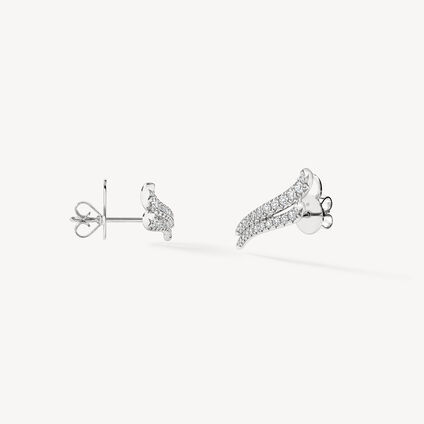 VELA French Cut Pavé Double Row Diamond Climber Earrings, 18K White Gold, large