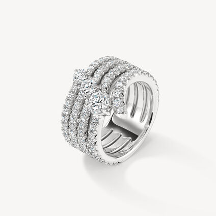 VELA French Cut Pavé Diamond Cocktail Ring, 18K White Gold, large