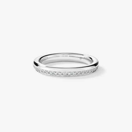 Barre Pavé Band, 18K White Gold, large