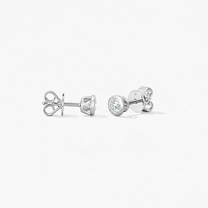 HOF Classic Bezel Studs, 18K White Gold, large