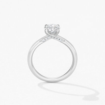 Vela Solitaire Ring with Diamond Gallery, Platinum, large