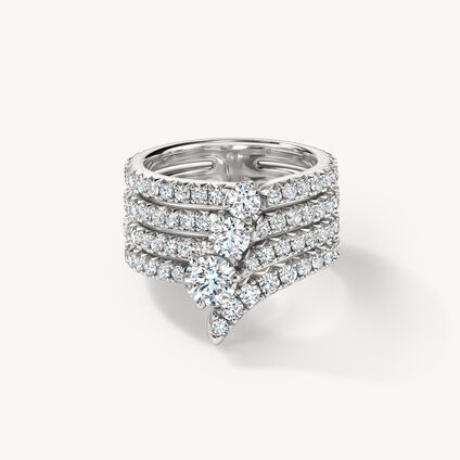 VELA French Cut Pavé Diamond Cocktail Ring, 18K White Gold, large