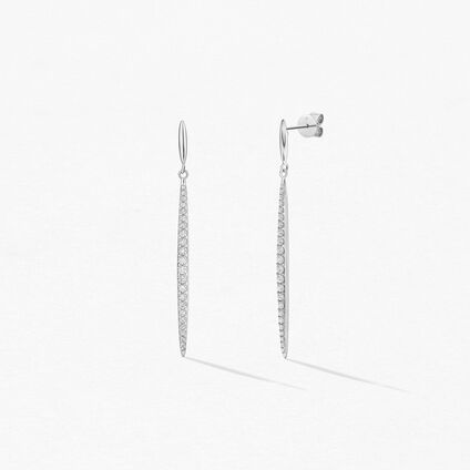 HOF Classic Stiletto Earrings, 18K White Gold, large