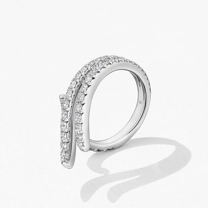 Vela Triple Row Pavé Ring, 18K White Gold, large