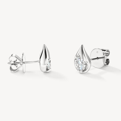 LU Droplet Studs, 18K White Gold, large