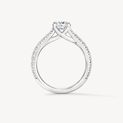 VELA Cathedral Solitaire Ring with Diamond Band, , large