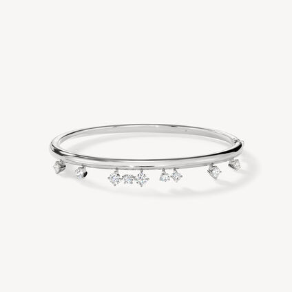 Barre Floating Diamond Bangle, 18K White Gold, large