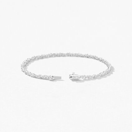 Aerial Dewdrop Line Bracelet Small, 18K White Gold, large