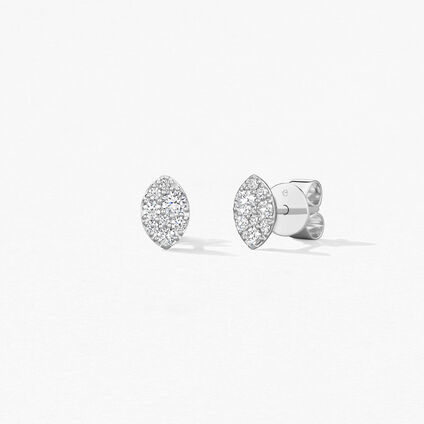 Tessa Navette Earrings, 18K White Gold, large